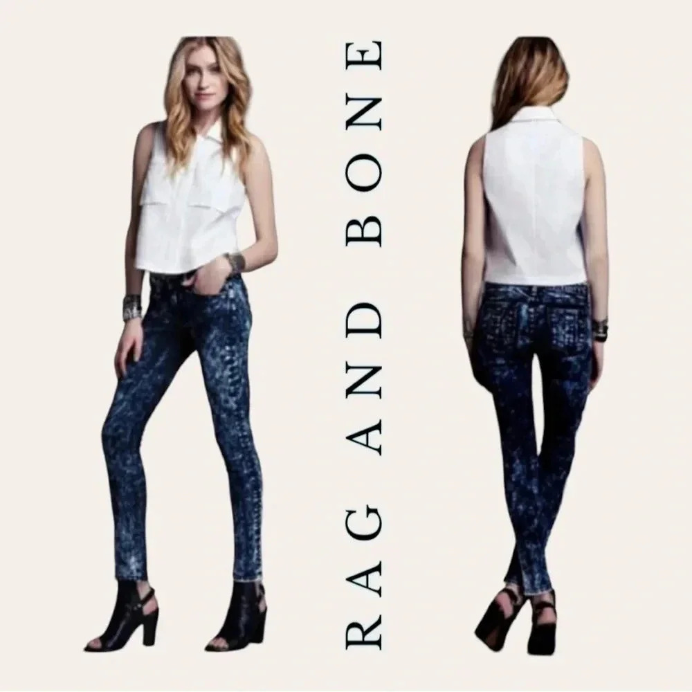 0827. Rag AND BONE DENIM JEANS SKINNY SIZE 27 ACID WASH IN COLOR